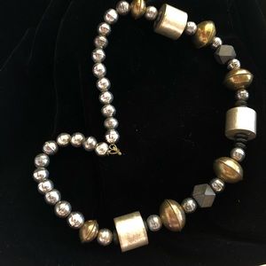 Hollow large metal bead necklace